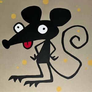 GOUACHE ILLUSTRATION Of Crooked Tail Rodent / Signed by DAILY / 8.5 x 11 Inches